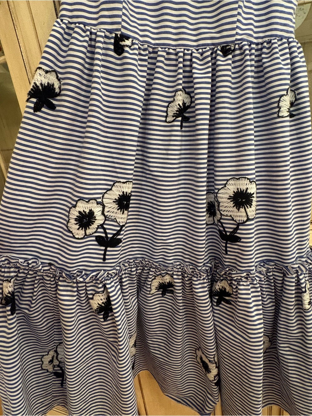 Eliza J Navy & White Striped Floral Tiered Halter Dress - Picture 5 of 8